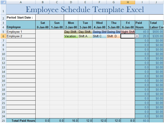 Excel Employee Schedule Template Download Employee Schedule Template Excel