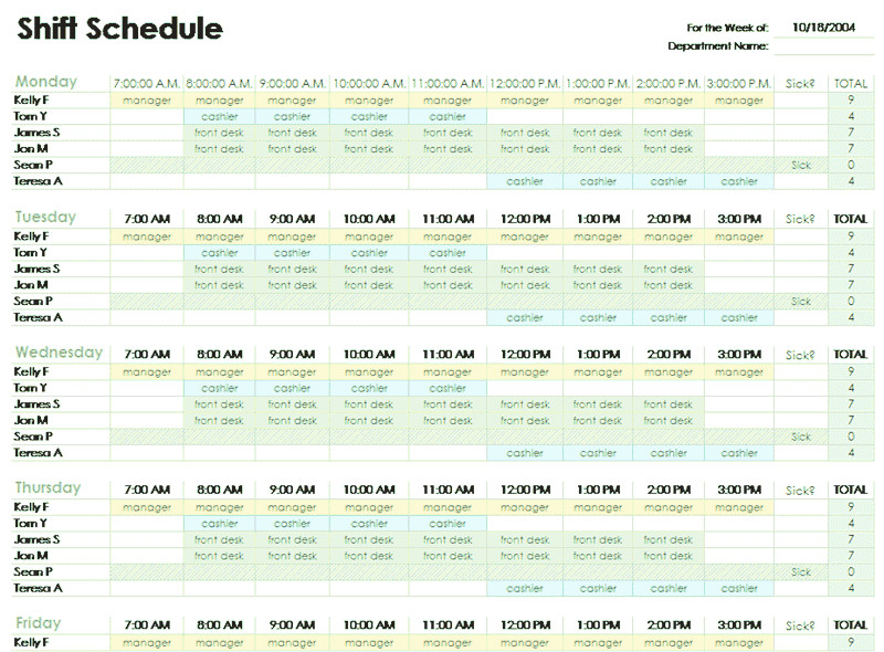 Excel Employee Schedule Template Download Employee Shift Schedule Template for Excel for