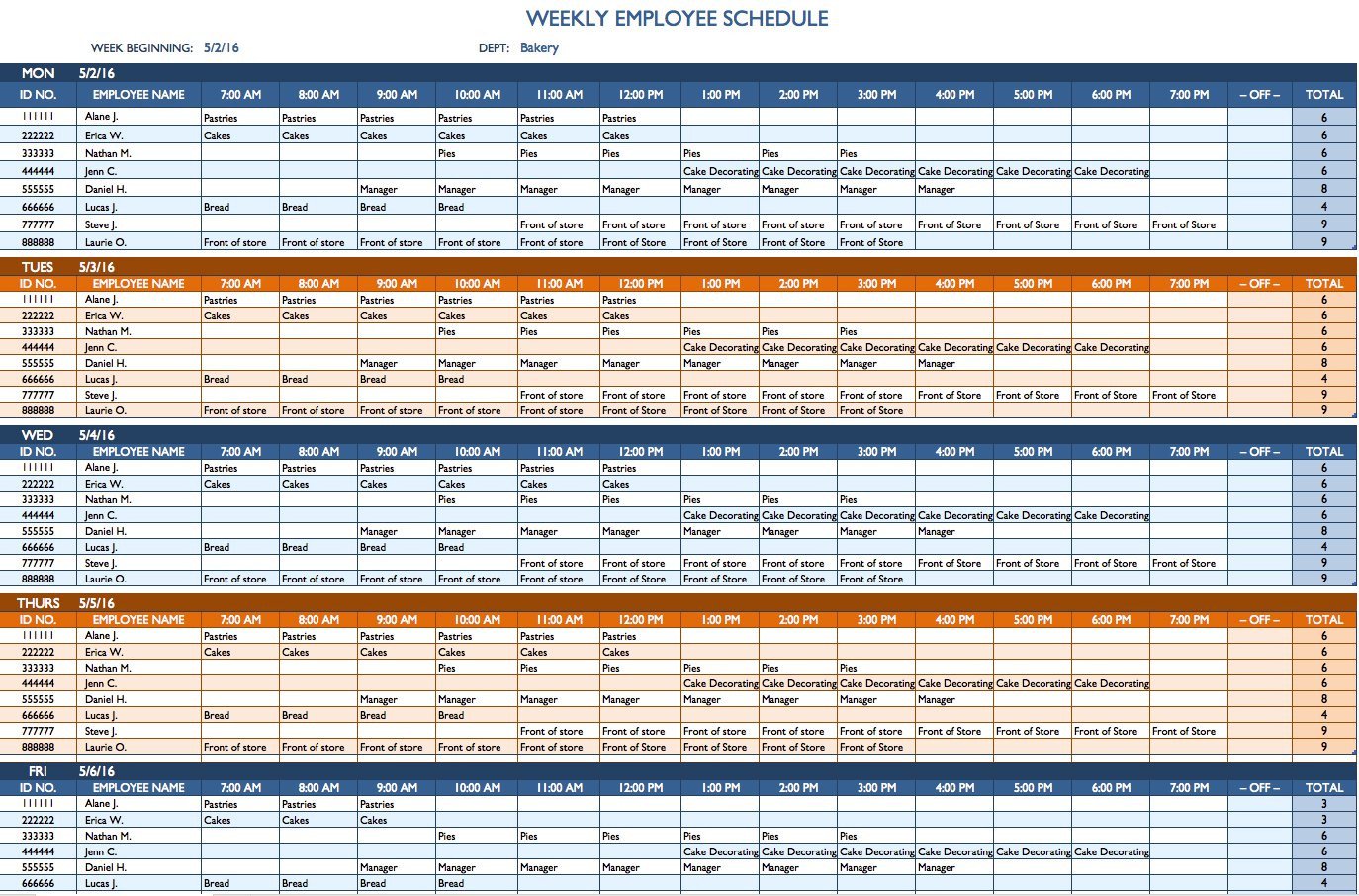 Excel Employee Schedule Template Free Weekly Schedule Templates for Excel Smartsheet