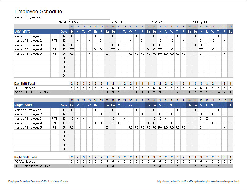 Excel Employee Schedule Templates Employee Schedule Template