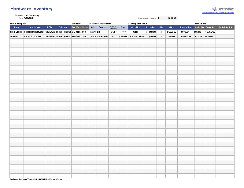 Excel Inventory Template with formulas Free software Inventory Tracking Template for Excel