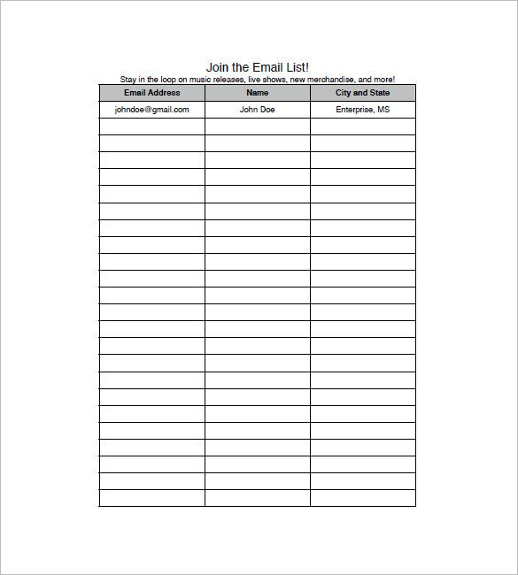 Excel Mailing List Template Email List Template 10 Free Word Excel Pdf format