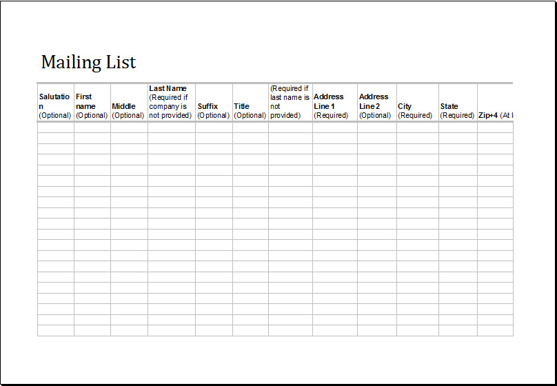 Excel Mailing List Template Excel Mailing List Fully Customizable Template