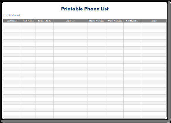 Excel Mailing List Template Phone List Template