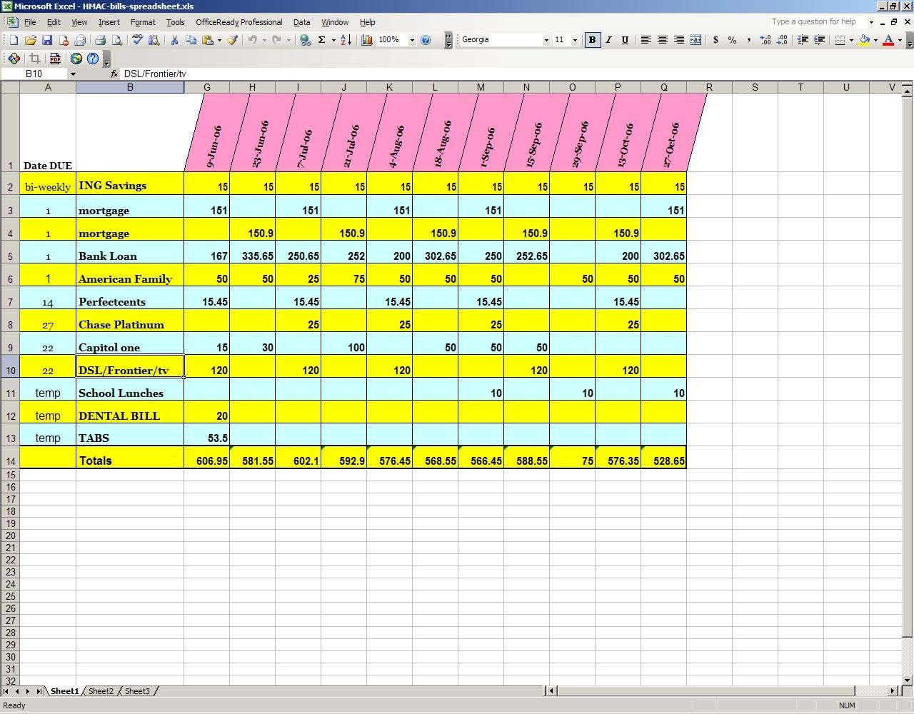 Excel Monthly Bill Template Monthly Bills Spreadsheet Template