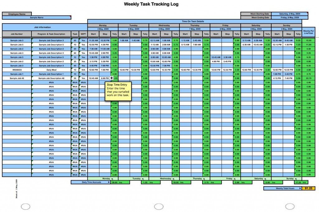 Excel Spreadsheet Templates for Tracking Weekly Time Tracking Spreadsheet