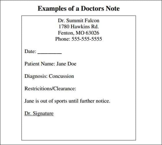 Excuse Notes for School 9 Doctor Note Templates Word Excel Pdf formats