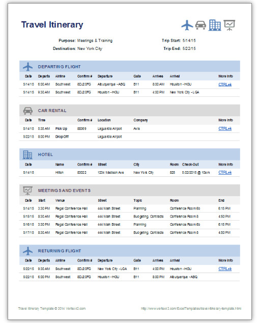 Executive assistant Travel Itinerary Template 15 Free Travel Itinerary Templates Vacation &amp; Trip