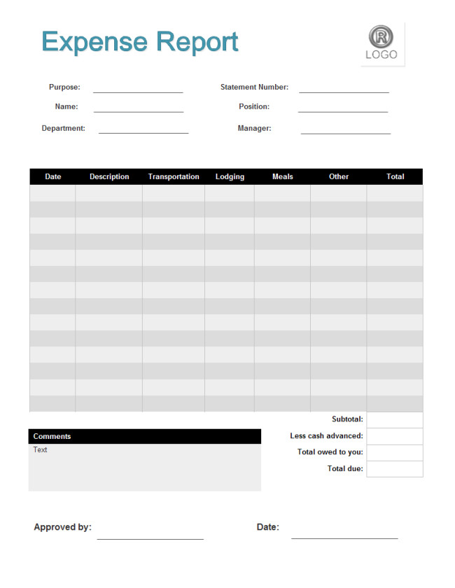 Expense Report Template Free Expense Report form