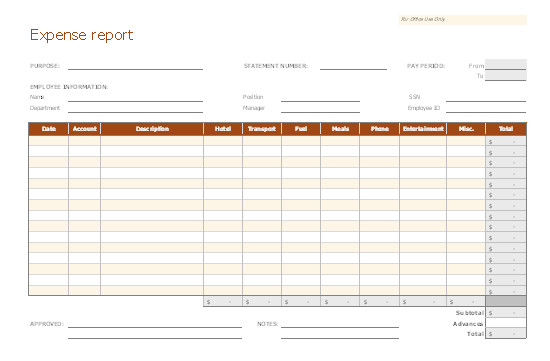 Expense Report Template Free Expense Report