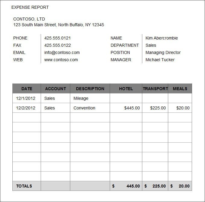 Expense Report Template Free Expense Report Template