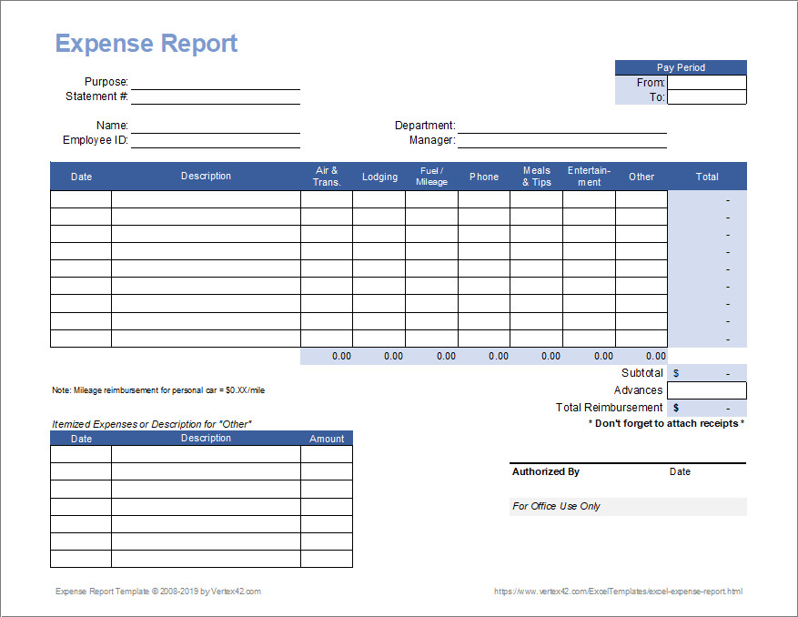 Expense Report Template Free Free Excel Expense Report Template