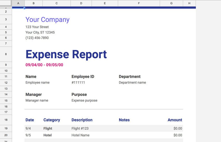 Expense Report Template Google Docs 20 Free Google Sheets Business Templates to Use In 2018