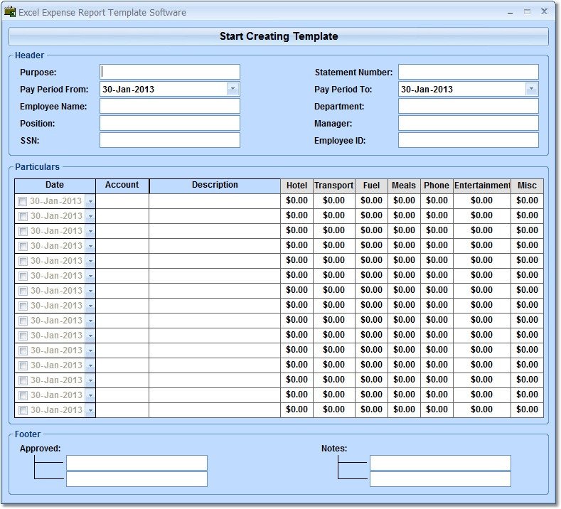 Expense Report Templates Excel Excel Expense Report Template software
