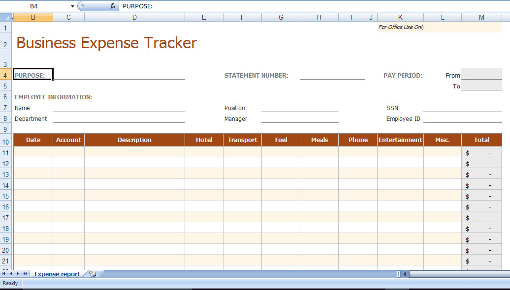 Expense Tracker Excel Template 8 Business Expense Tracker Templates Excel Templates