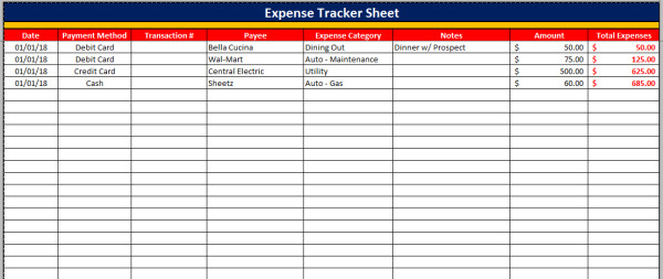 Expense Tracker Excel Template Expenditure Spreadsheet Template Bud Templates