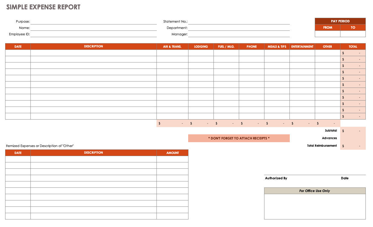 Expense Tracker Excel Template Free Expense Report Templates Smartsheet