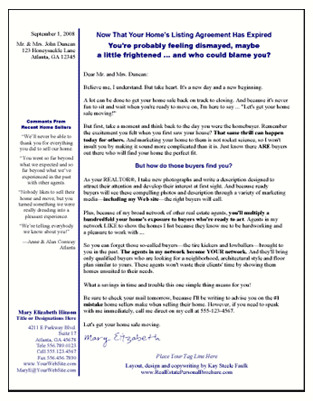 Expired Listing Letter Template Sample Letter to Expired Listings Frompo