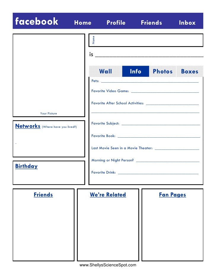 Facebook Profile Page Template Blank Template