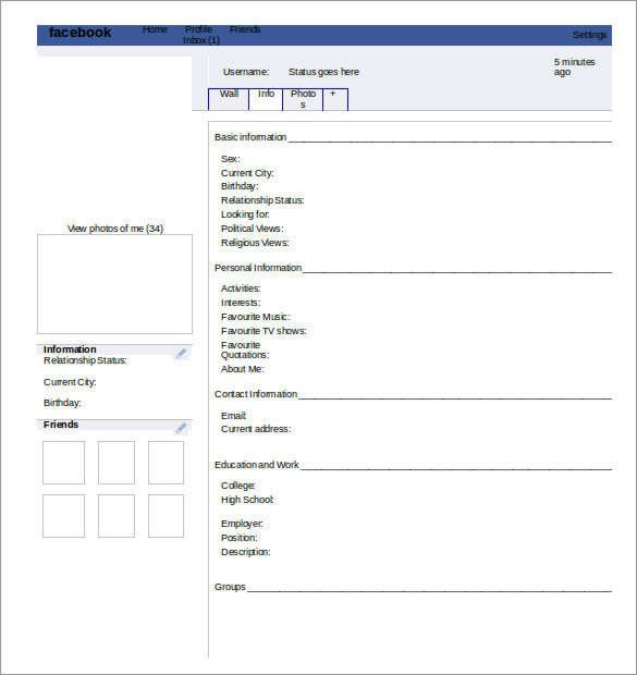 Facebook Template for Students 49 Templates Doc Pdf Psd Ppt