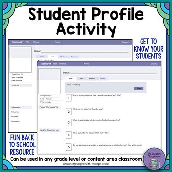 Facebook Template for Students Student Template Pdf by the Creative Classroom