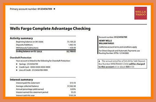 Fake Bank Statement Template Wells Fargo Bank Statement Template Free Download Aashe