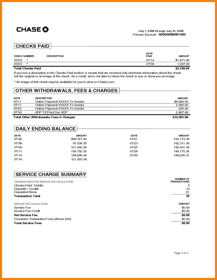 Fake Chase Bank Statement Template 8 Chase Bank Statement