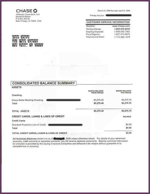 Fake Chase Bank Statement Template Chase Bank Statement Template