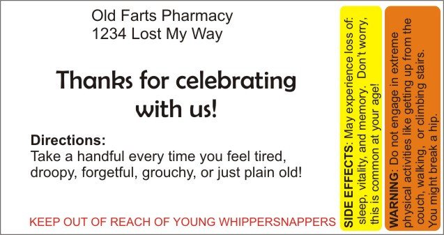 Fake Prescription Label Template Over the Hill – Pill Bottle Party Favors