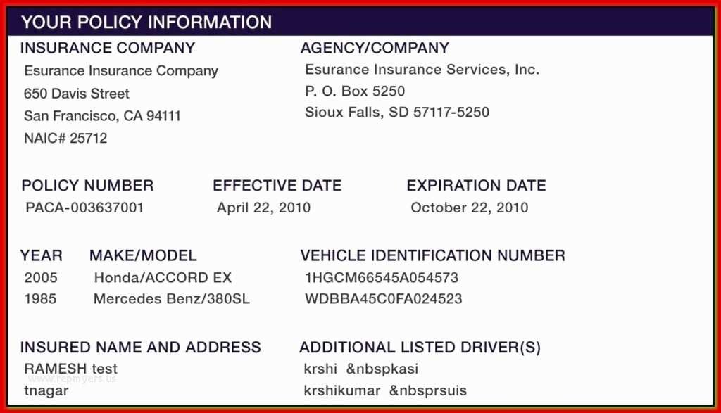 Fake Proof Of Insurance Templates 50 First Fake Proof Insurance Templates