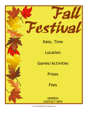 Fall Festival Flyers Template Fall Festival Flyer