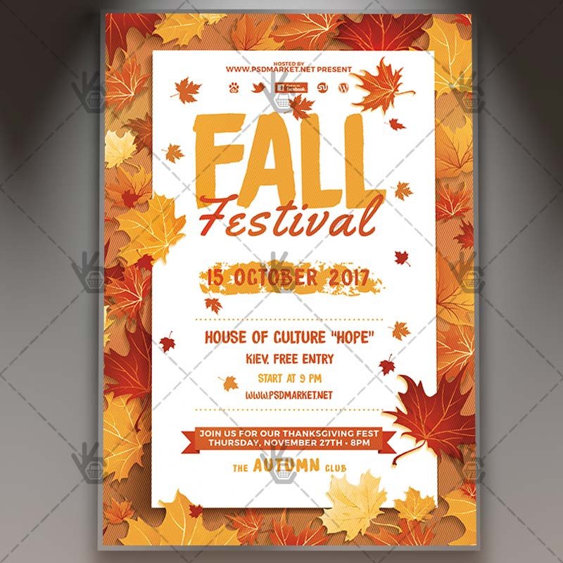 Fall Festival Flyers Template Fall Festival Premium Flyer Psd Template