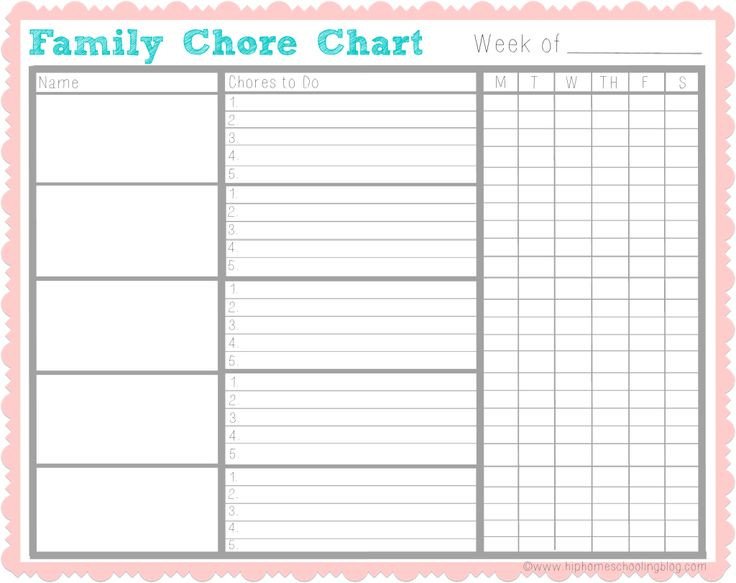 Family Chore Chart Printable 20 Best Chore Chart Images On Pinterest