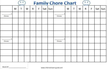 Family Chore Chart Printable Family Chore Charts for Kids and Printable Reward Charts