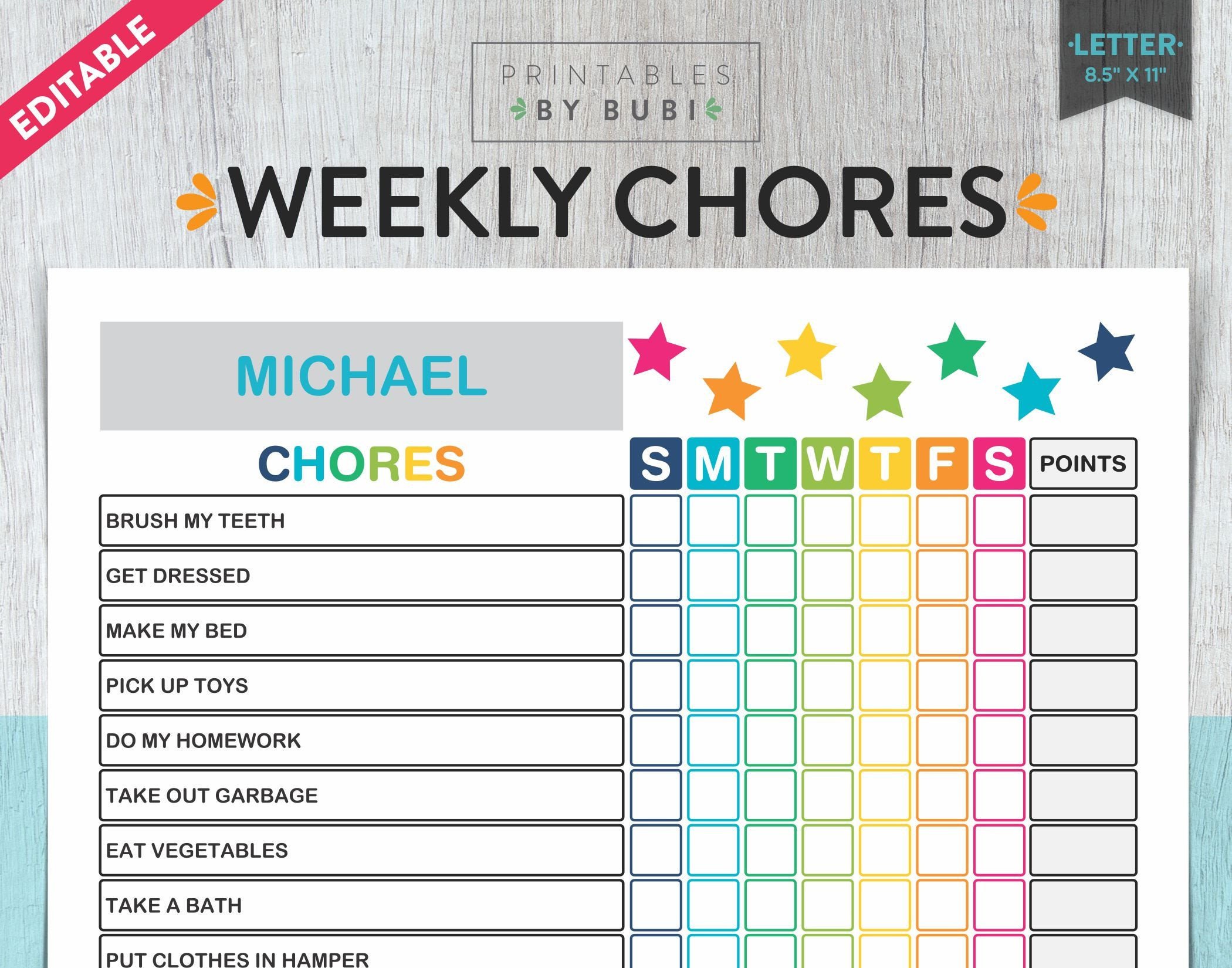Family Chore Chart Printable Kids Chore Chart Chore Chart for Kids Kids Chores