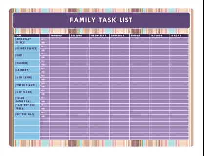 Family Chore Chart Template Family Chore Chart