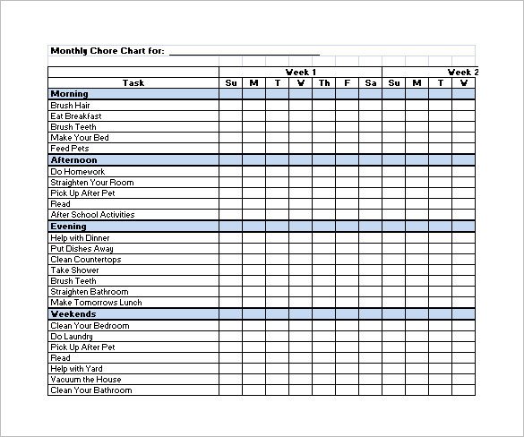 Family Chore Chart Template Family Chore Chart Template – 13 Free Sample Example