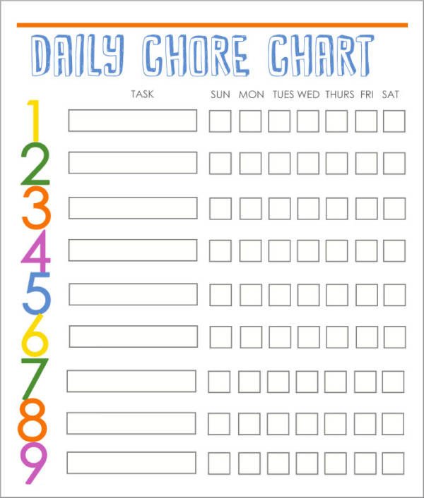 Family Chore Chart Template Free 9 Kid S Chore Schedule Templates In Pdf