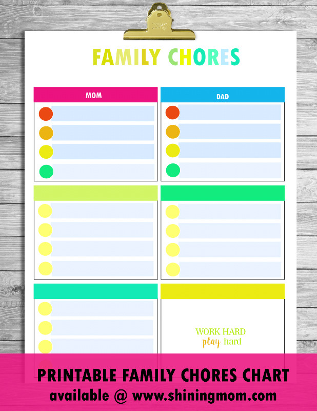 Family Chore Chart Template Free Printable Chore Charts that Work