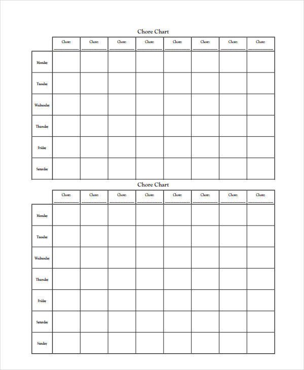 Family Chore Chart Template Printable Chore Chart 8 Free Pdf Documents Download