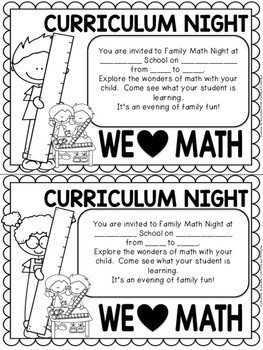 Family Math Night Flyers Family Math Night K 3 School Wide event