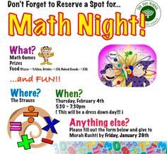 Family Math Night Flyers Flyer for Family Math Night Google Search