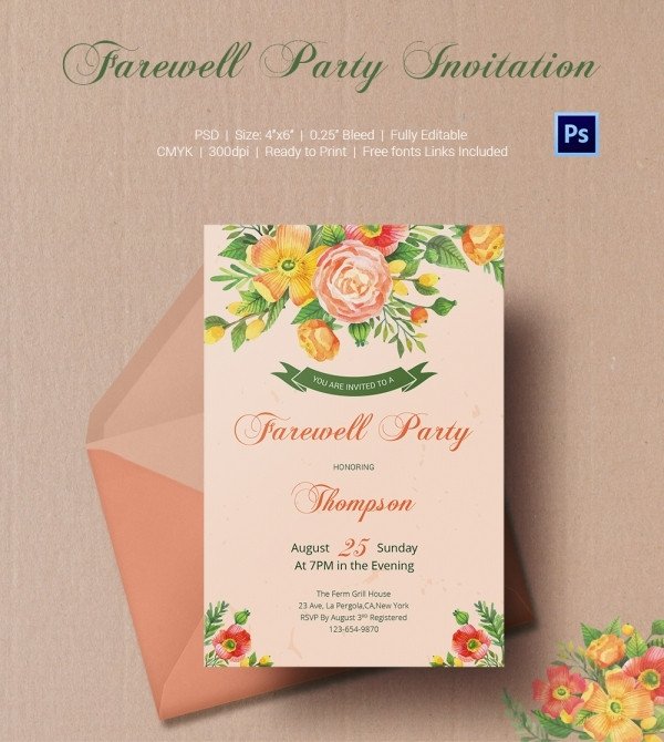 Farewell Invitation Template Free Farewell Party Invitation Template 25 Free Psd format