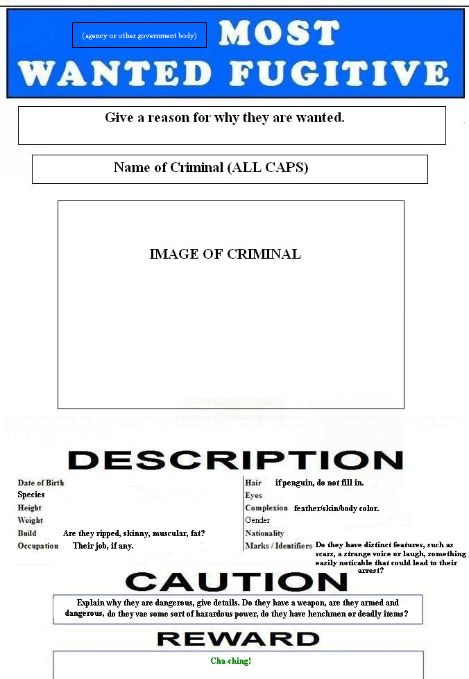 Fbi Wanted Poster Template Image Wanted Poster Template Png