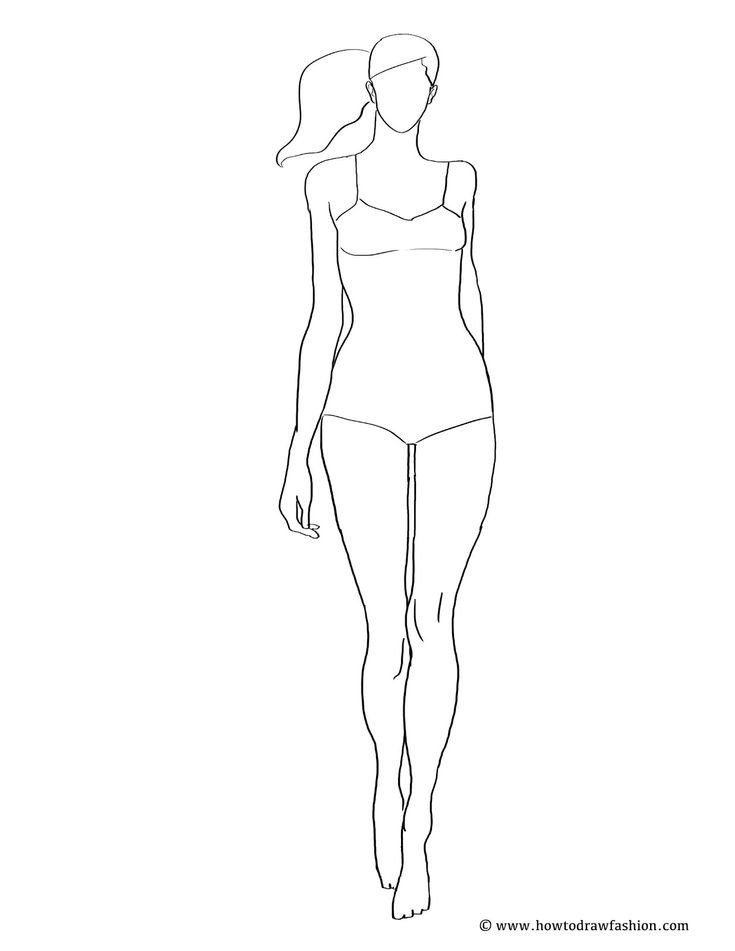 Female Body Outline Template Blank Fashion Sketch Body Art and Face Designs