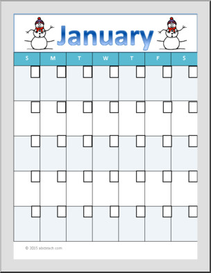 Fill In Calendar Template January Calendar Teaching Extras Fill In Calendar