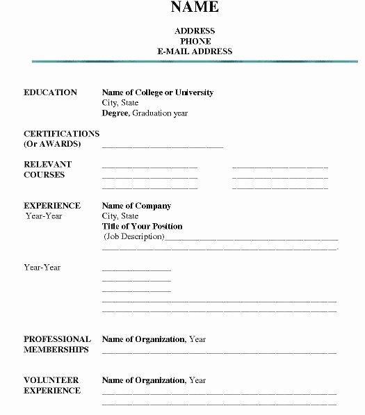 Fill In Resume Template Blank Fill In Resume Templates – Vemquetem