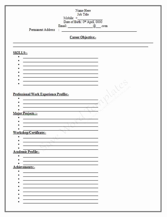 Fill In Resume Template Blank Fill In Resume Templates – Vemquetem