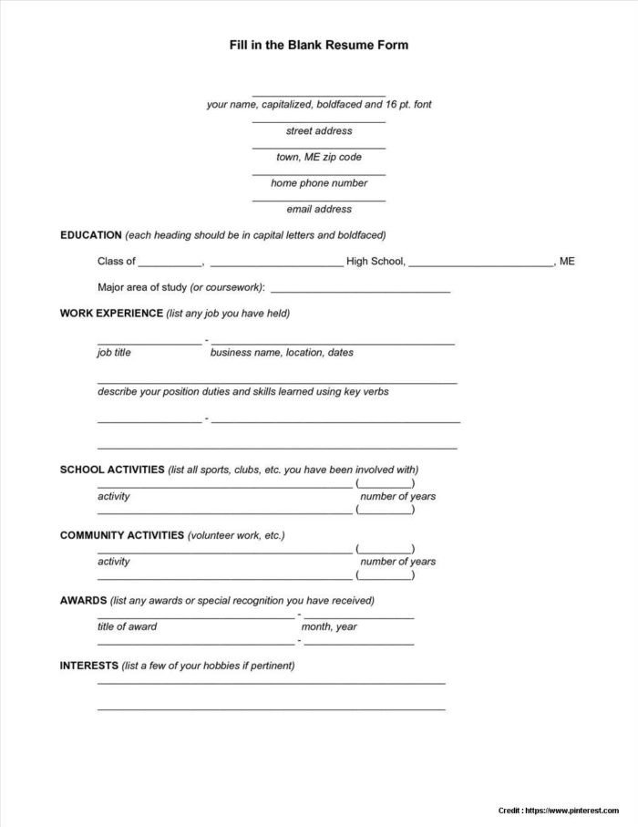 Fill In Resume Template Pdf Blank Recipe Template 8×11 Templates Resume Examples