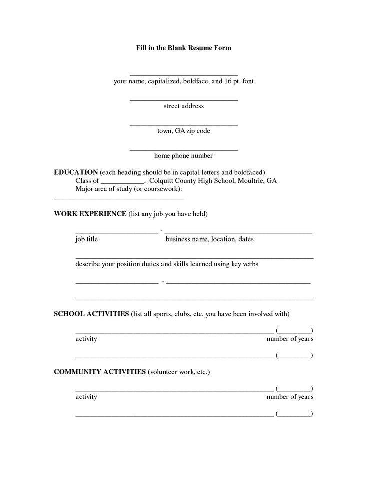 Fill In Resume Template Pdf Fill In the Blank Resume Pdf Umecareer
